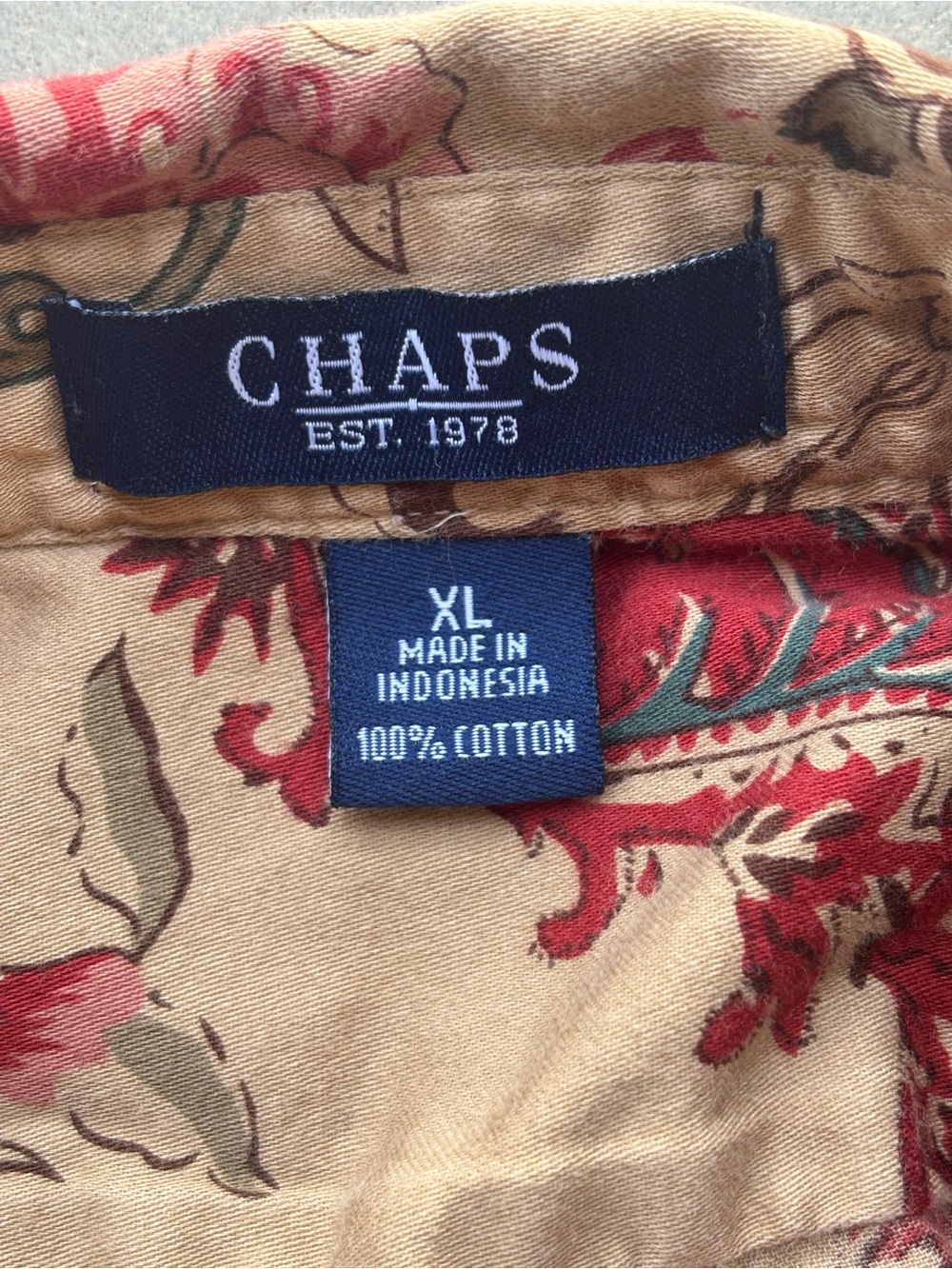 Chaps Vintage Aesthetic Floral Paisley Button Down, 100% Cotton, Cottagecore XL - Picture 2 of 5